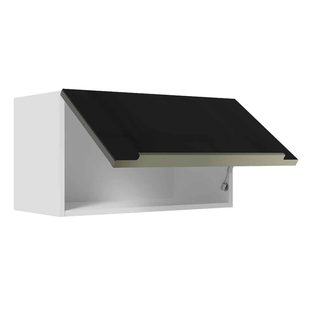 Armário Aéreo Madesa Lux 60 cm 1 Porta Basculante Branco/Preto