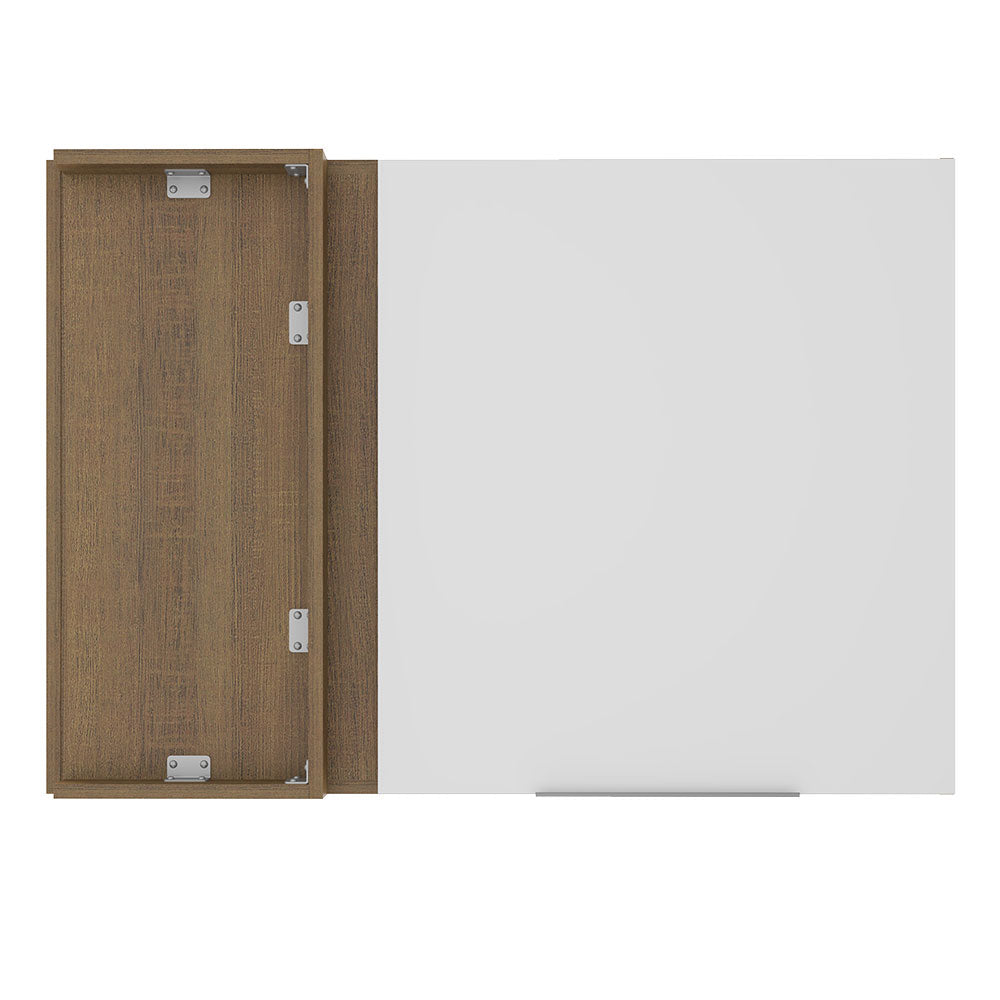 Armário Aéreo de Canto Madesa Stella 1 Porta Rustic/Branco