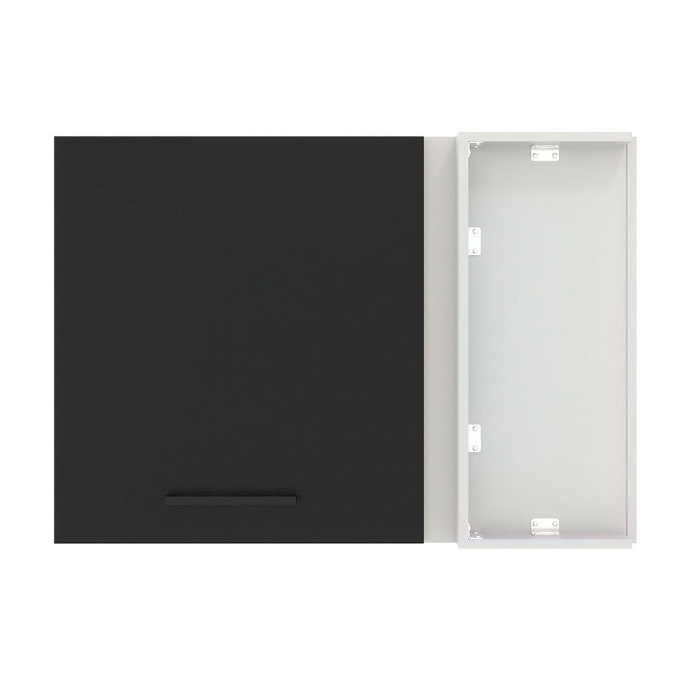 Armário Aéreo de Canto Madesa Agata 1 Porta Branco/Preto