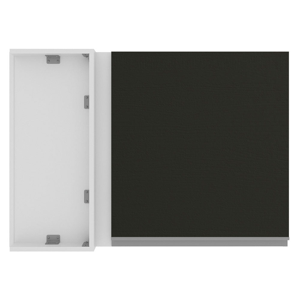 Armário Aéreo de Canto Madesa Glamy 1 Porta Branco/Preto
