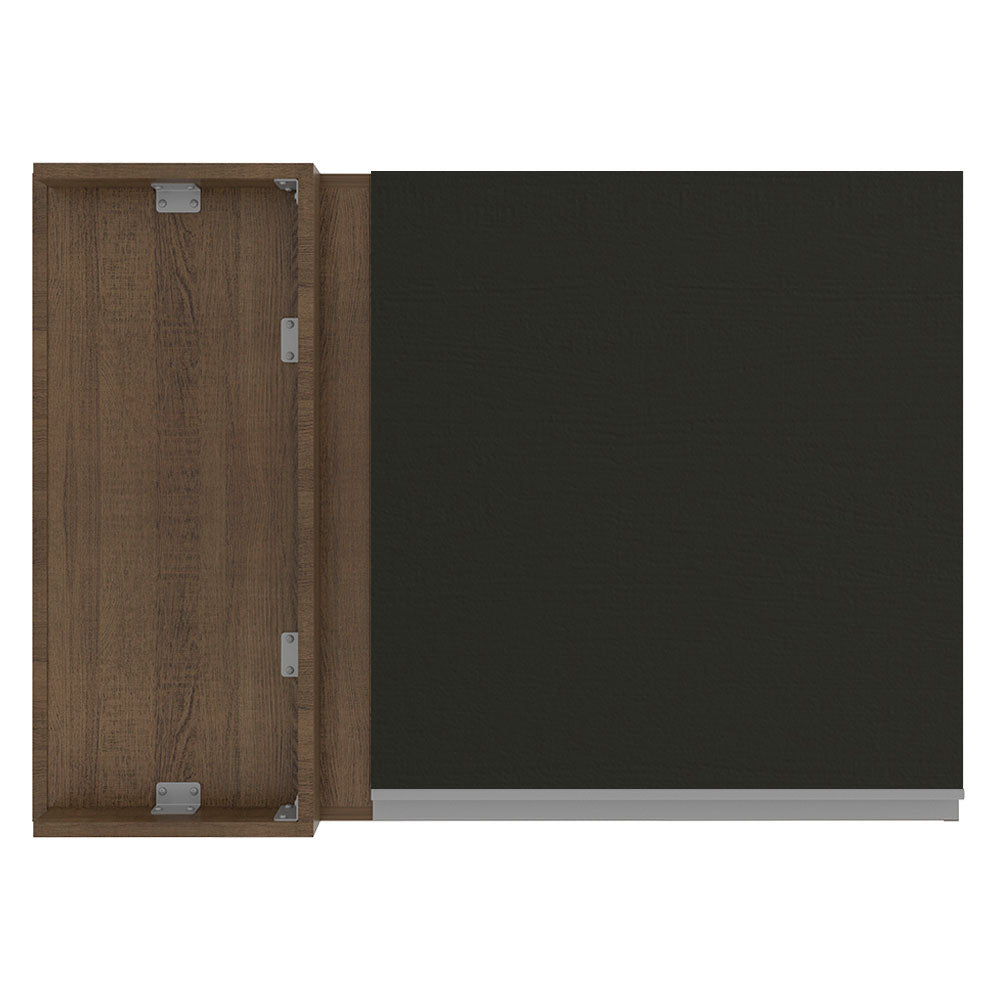 Armário Aéreo de Canto Madesa Glamy 1 Porta Rustic/Preto