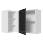 Armário Aéreo de Canto com Adega Acoplada Madesa Lux 1 Porta Branco/Preto