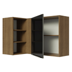 Armário Aéreo de Canto com Adega Acoplada Madesa Lux 1 Porta Rustic/Preto