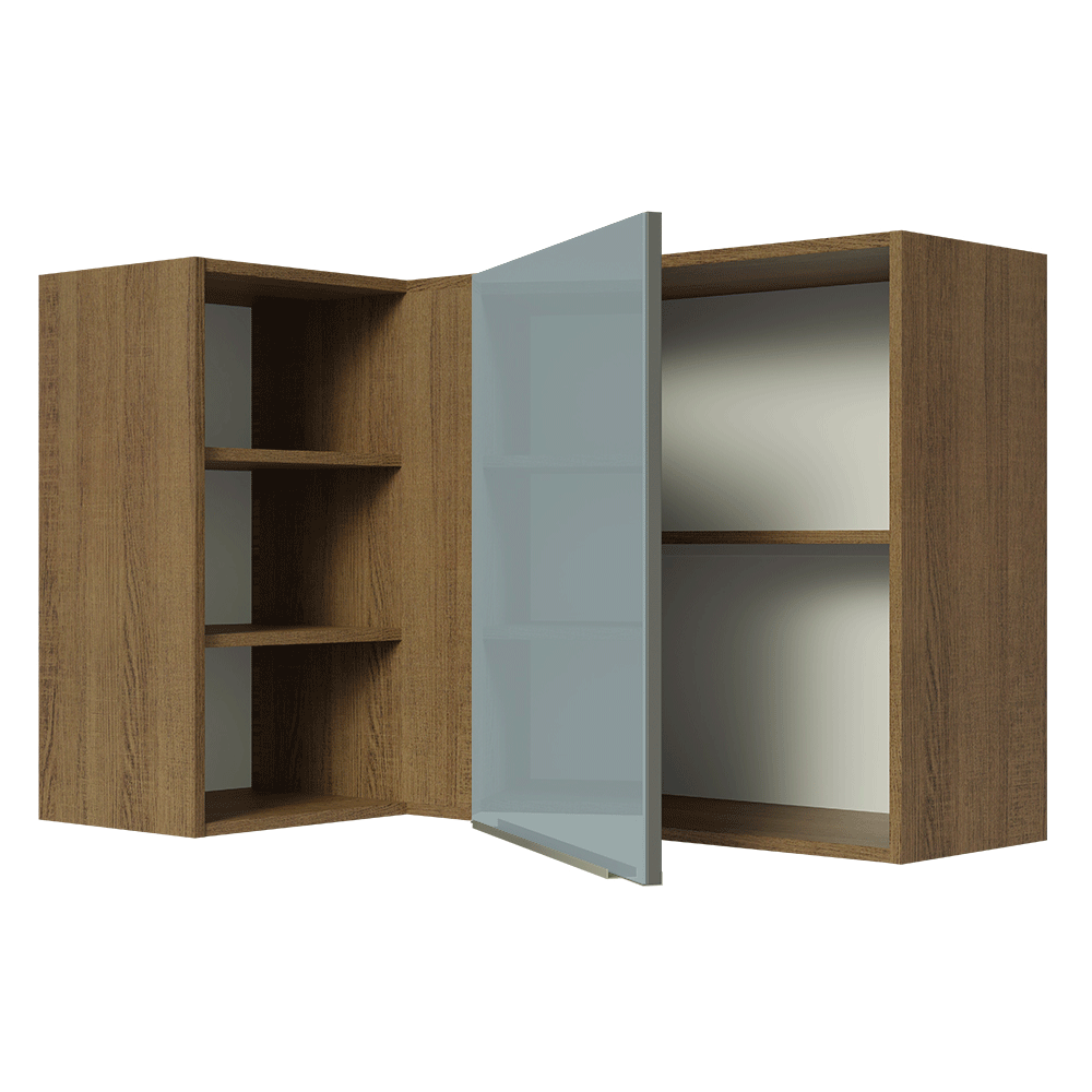 Armário Aéreo de Canto com Adega Acoplada Madesa Lux 1 Porta Rustic/Cinza