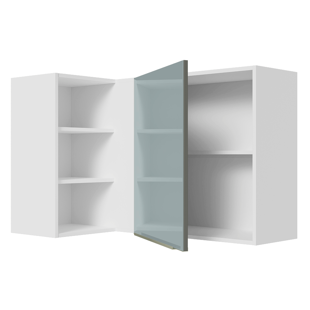 Armário Aéreo de Canto com Adega Acoplada Madesa Lux 1 Porta Branco/Cinza