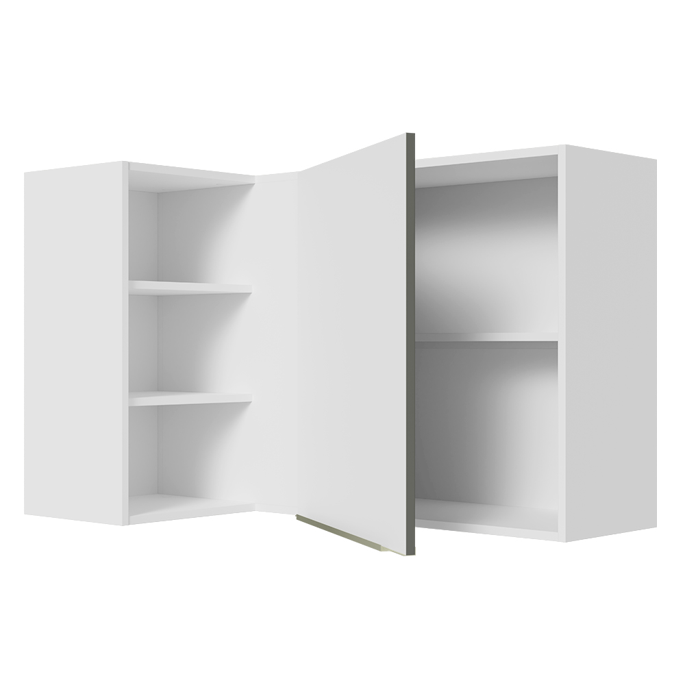 Armário Aéreo de Canto com Adega Acoplada Madesa Lux 1 Porta Branco/Branco Veludo