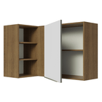 Armário Aéreo de Canto com Adega Acoplada Madesa Lux 1 Porta Rustic/Branco Veludo
