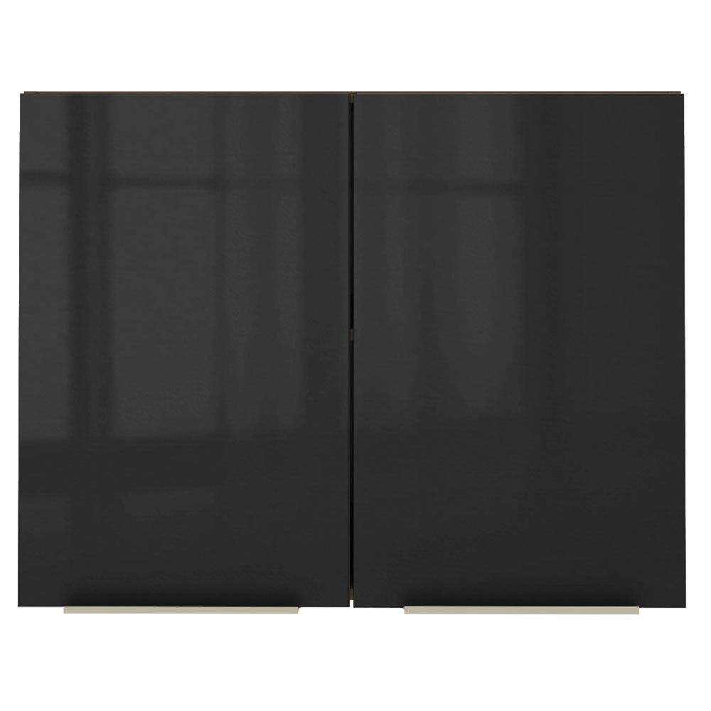 Armário Aéreo Madesa Lux 80 cm 2 Portas Rustic/Preto