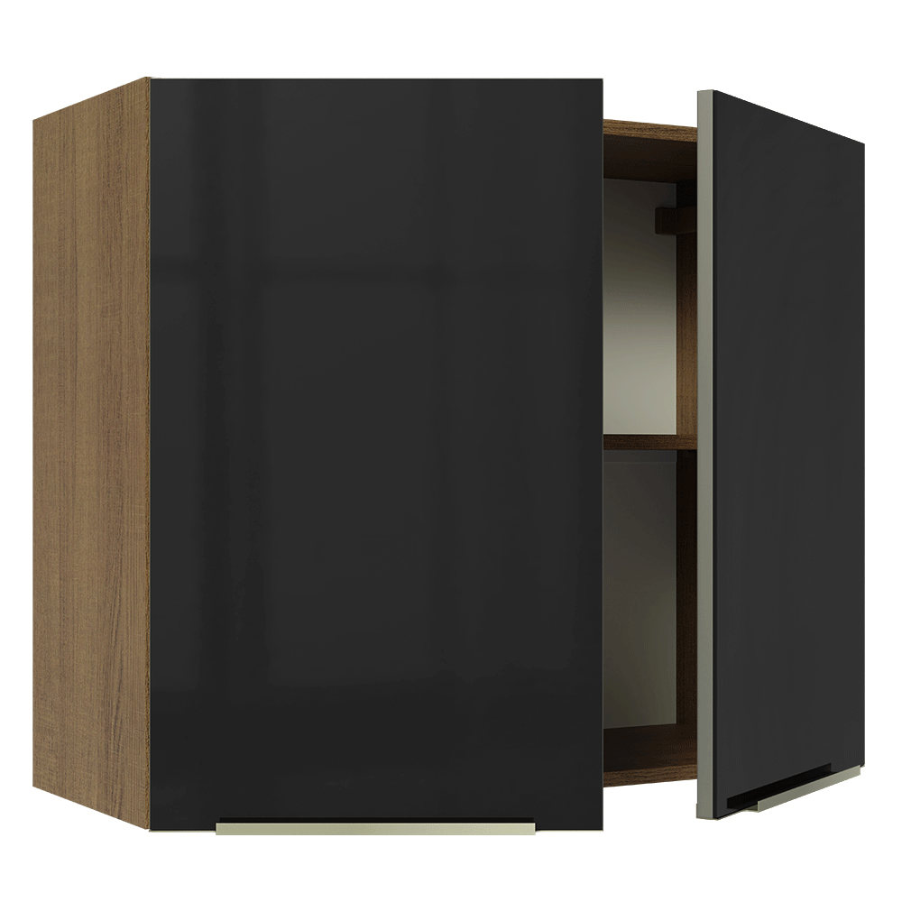Armário Aéreo Madesa Lux 80 cm 2 Portas Rustic/Preto