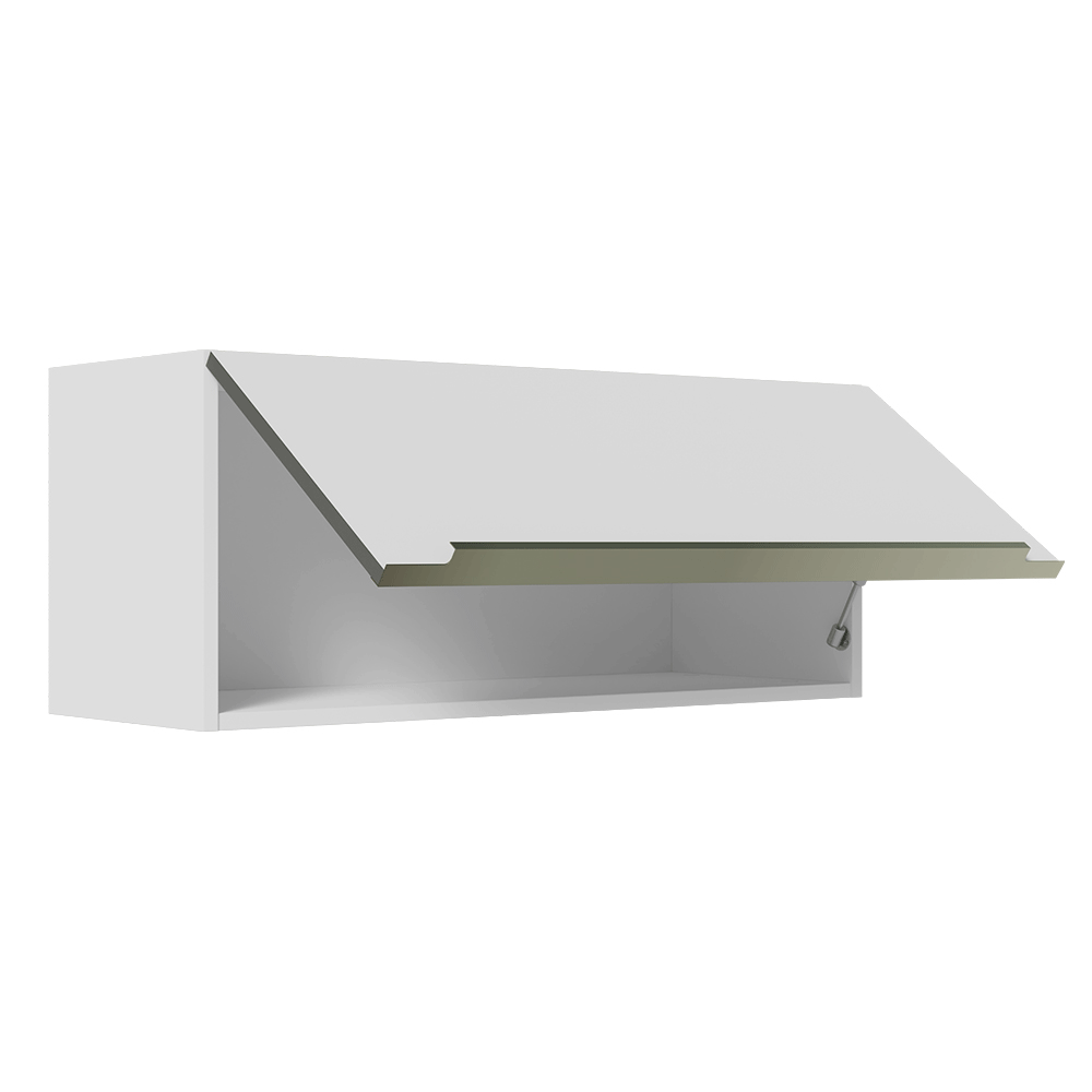 Armário Aéreo Madesa Lux 80 cm 1 Porta Basculante Branco/Branco Veludo