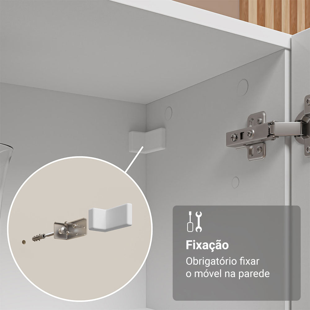 Cristaleira Suspensa 70 cm 2 Portas de Vidro Branco Madesa
