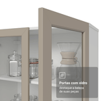Módulo Cristaleira 70 cm 2 Portas de Vidro Branco/Crema Vik Madesa