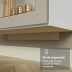 Cristaleira Suspensa 70 cm 2 Portas de Vidro Branco/Crema Vik Madesa