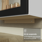 Cristaleira Suspensa 70 cm 2 Portas de Vidro Branco/Preto Vik Madesa