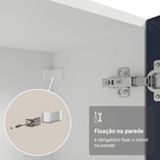 Cristaleira Suspensa 70 cm 2 Portas de Vidro Branco/Azul Vik Madesa