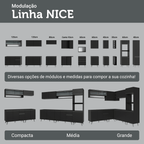 Paneleiro 40 cm 2 Portas Com Pés Preto Nice Madesa