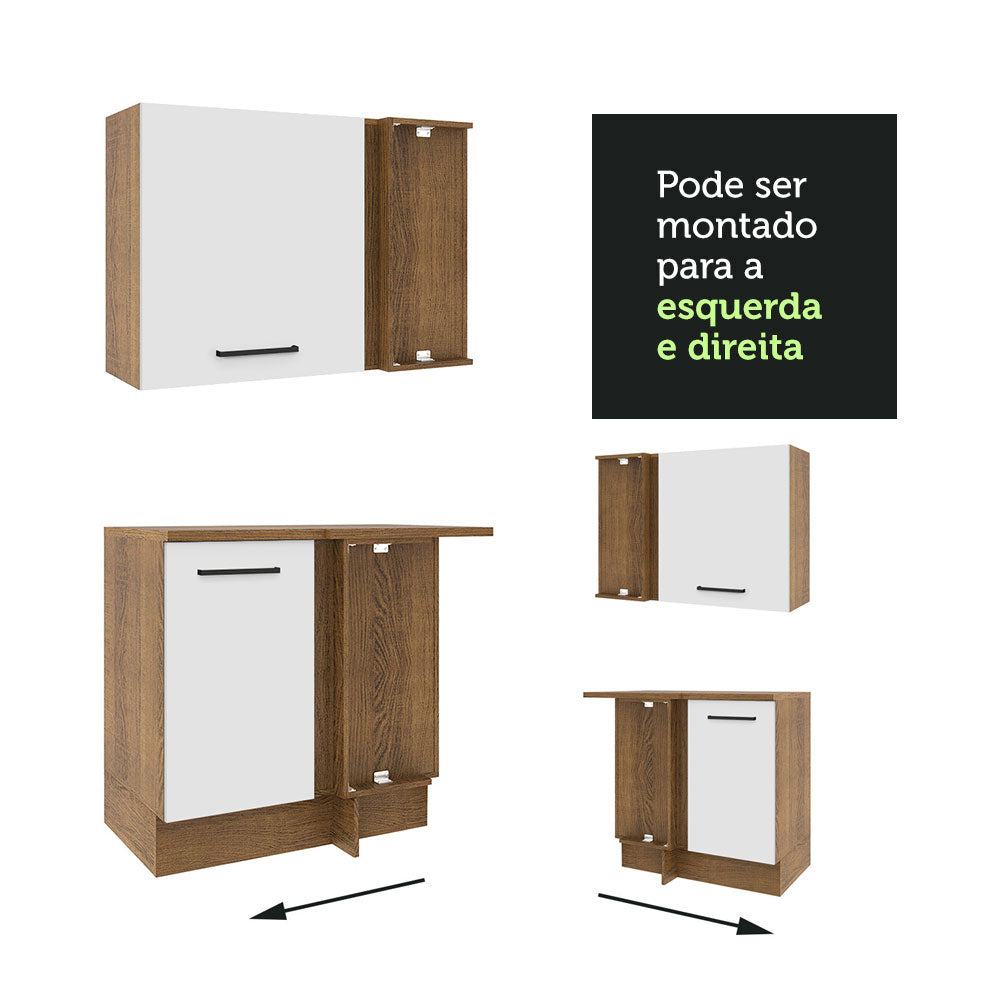 Armário de Cozinha Completa de Canto 459cm Rustic Branco Agata Madesa 01