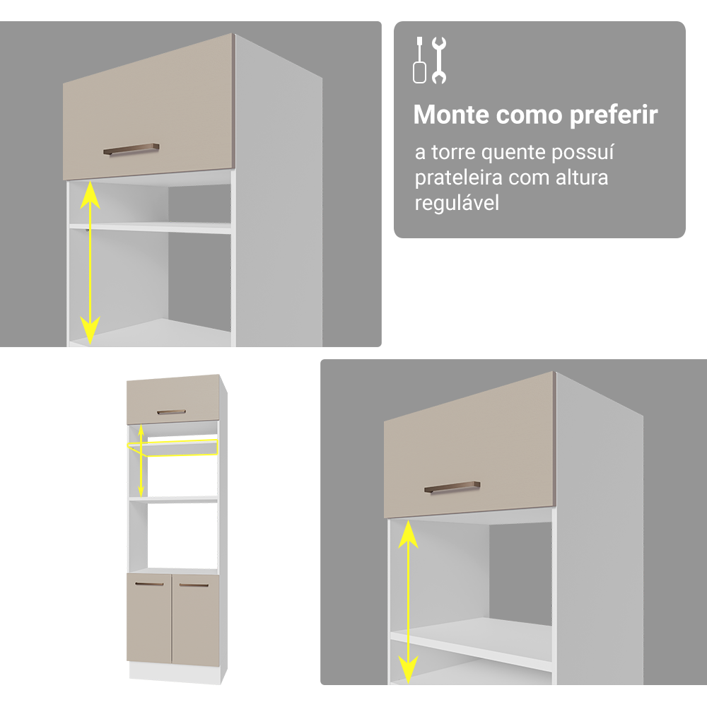 Armário de Cozinha Completa 549cm Branco/Crema Agata Madesa 01