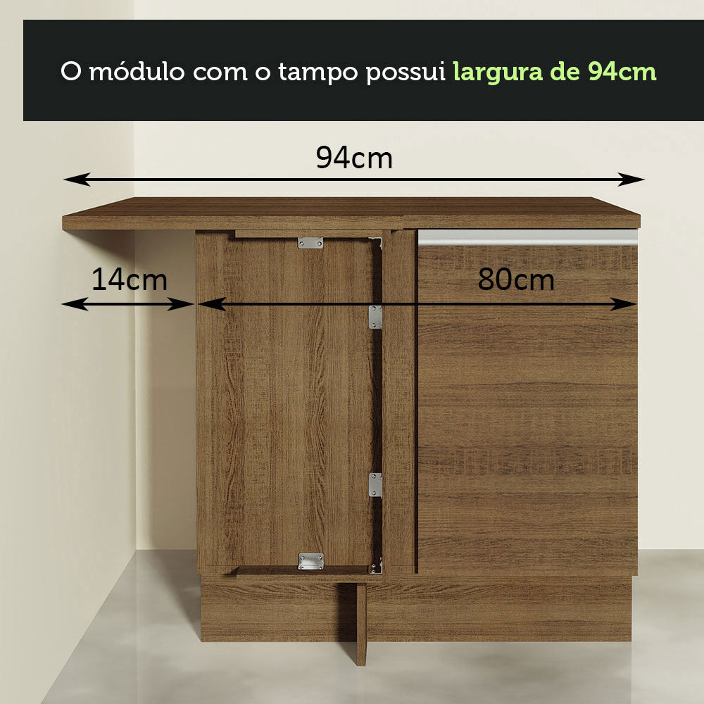 Armário de Cozinha Completa de Canto 349cm Rustic Glamy Madesa 06