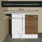 Armário de Cozinha Completa de Canto 349cm Branco/Rustic Glamy Madesa 07