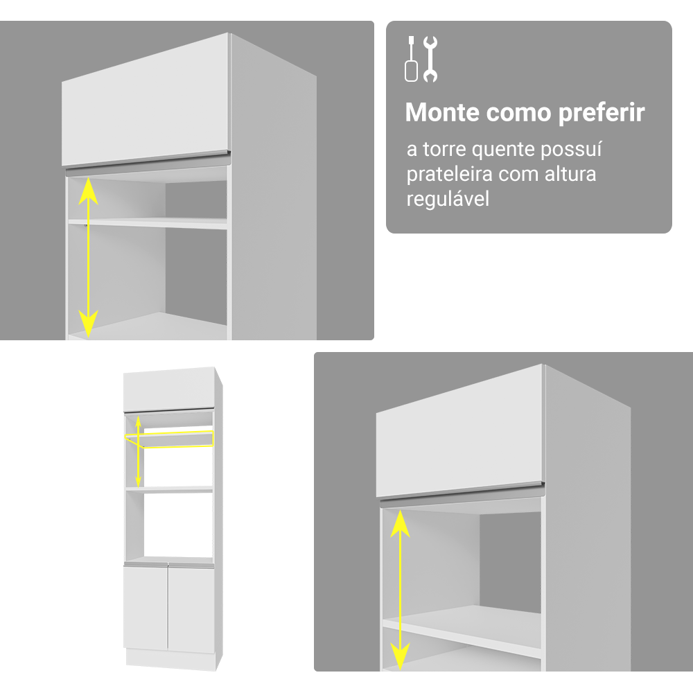 Armário de Cozinha Completa 549cm Branco Glamy Madesa 01