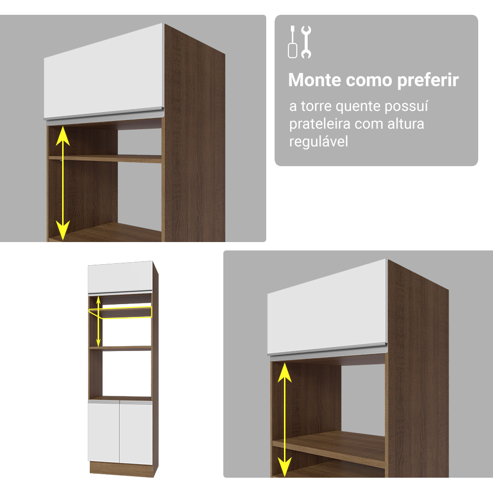 Armário de Cozinha Completa 549cm Rustic/Branco Glamy Madesa 01