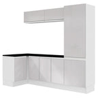 Kit Área De Serviço Madesa Acordes 100% MDF com Armário e Balcão de Canto Portas Branco Brilho
