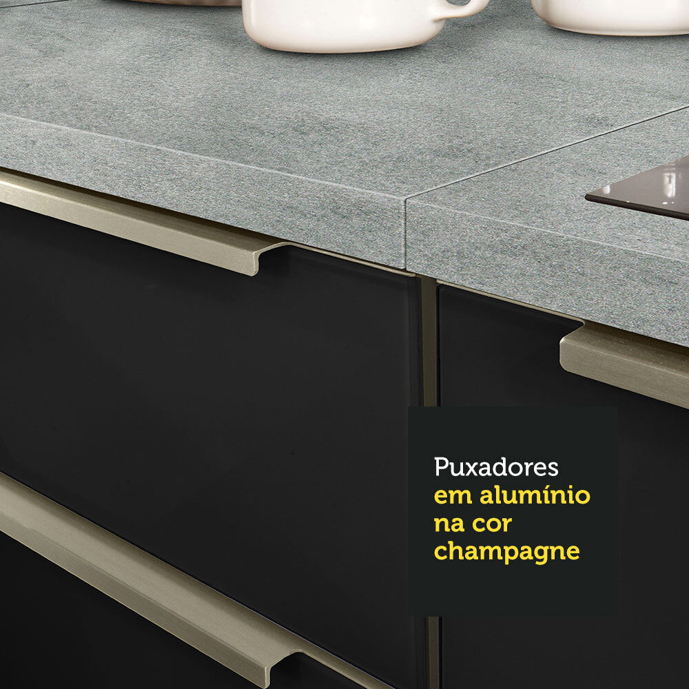 Armário de Cozinha Completa de Canto 546 x 60 cm Branco/Preto Lux Madesa 01