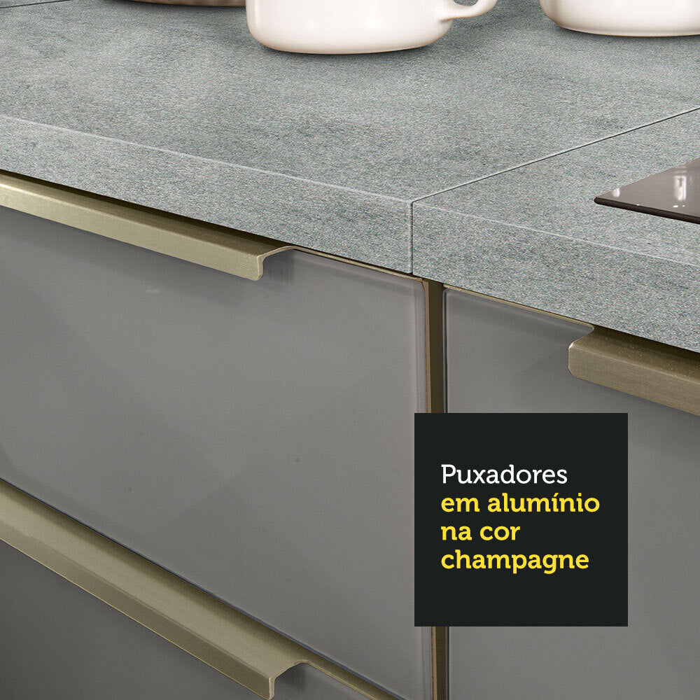 Armário de Cozinha Completa de Canto 546 x 60 cm Branco/Cinza Lux Madesa 05
