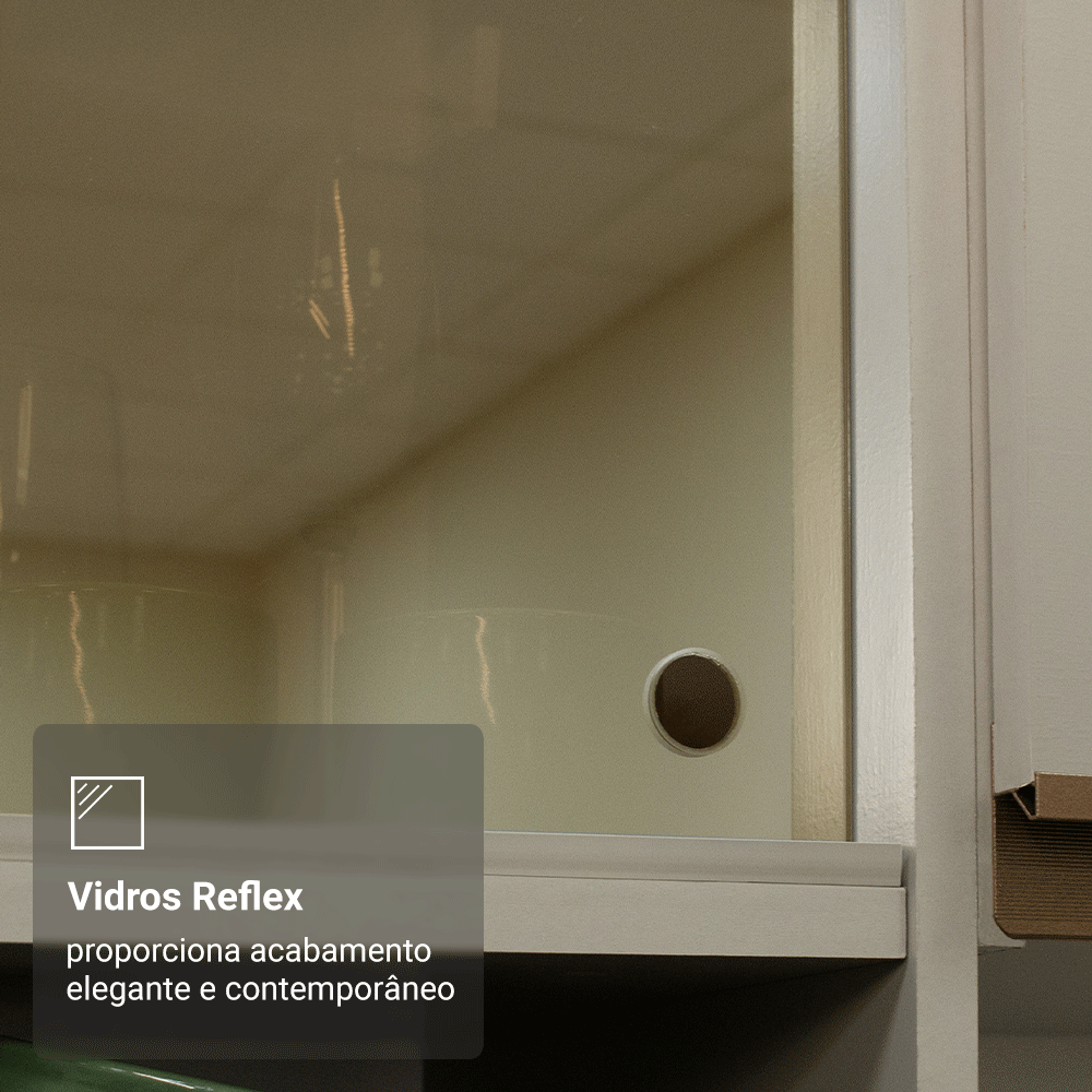 Armário de Cozinha Completa de Canto 445cm Suspensa Crema Nice Madesa 04