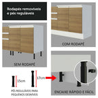Kit Canto Reto Madesa Smart 2 Portas e Nicho com tampo Rustic/Crema/Branco