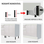Kit Canto Madesa Smart 100% MDF 2 Portas e Nicho Frentes Branco Brilho