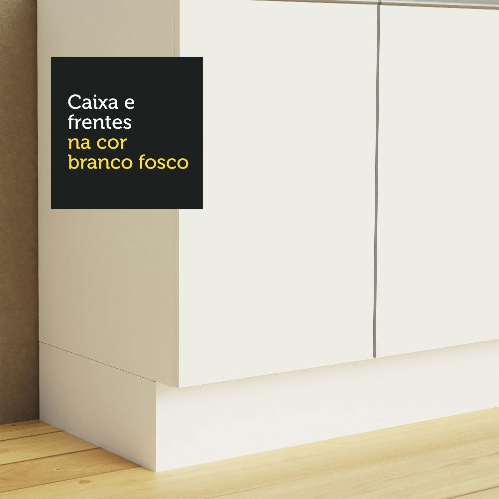 Armário de Cozinha Completa de Canto 100% MDF 447cm Branco Smart Madesa 01
