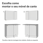 Armário de Cozinha Completa de Canto 399 cm Branco Vik Madesa 02