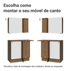 Armário de Cozinha Completa de Canto 399 cm Rustic/Branco Vik Madesa 02