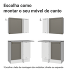 Armário de Cozinha Completa de Canto 399 cm Branco/Cinza Vik Madesa 02