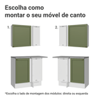 Armário de Cozinha Completa de Canto 399 cm Branco/Verde Vik Madesa 02