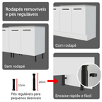 Kit Balcão + Cristaleira 70cm Branco Agata Madesa 01