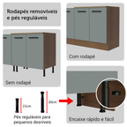 Kit Balcão + Cristaleira 70cm Rustic/Cinza Agata Madesa 01