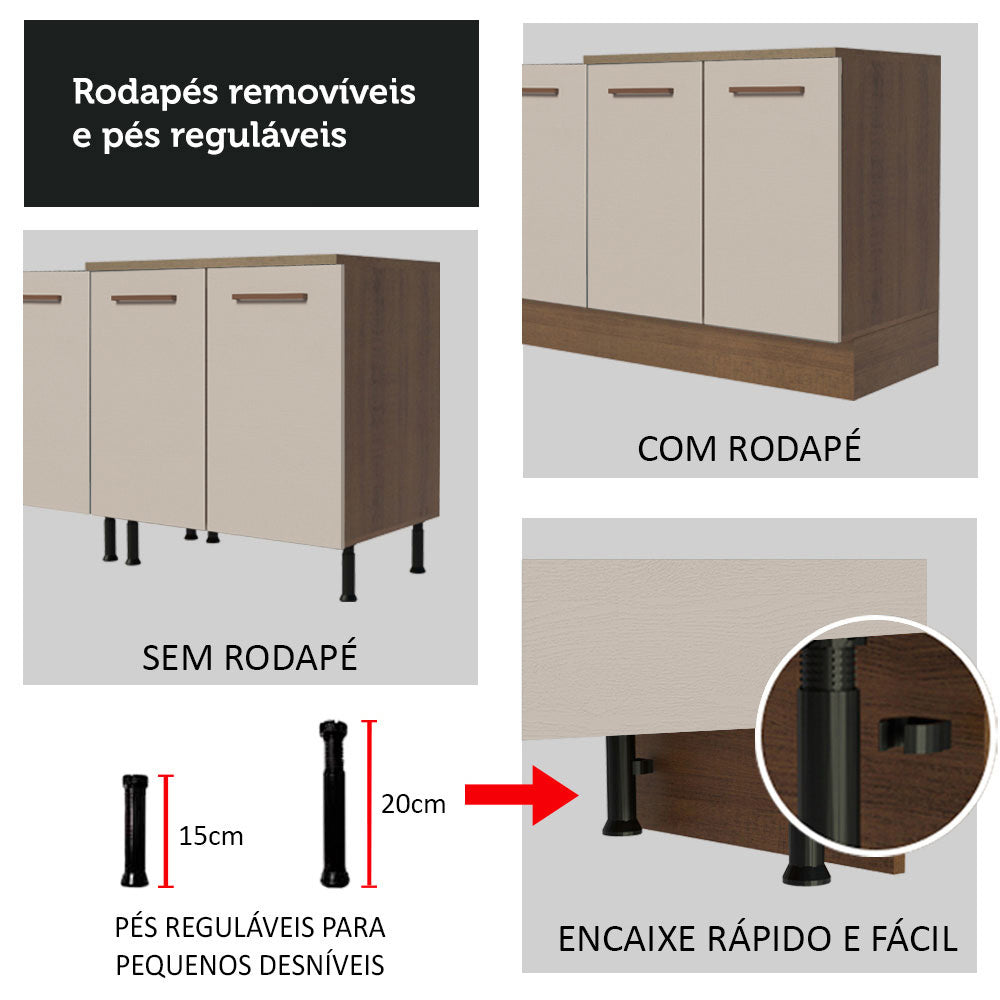Armário de Cozinha Completa 270cm Rustic/Crema Agata Madesa 03