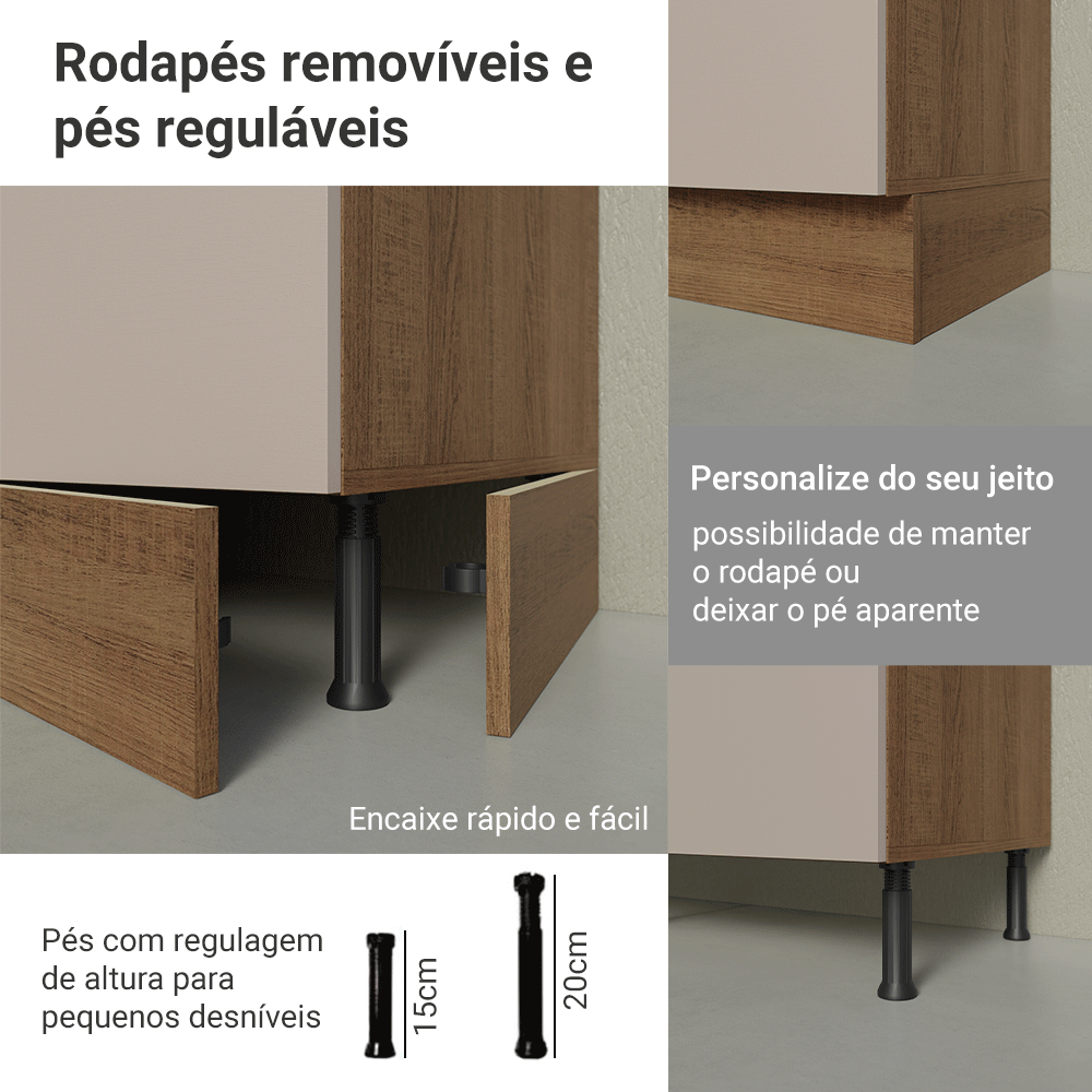 Armário de Cozinha Completa 270 cm Rustic/Crema Agata Madesa 12