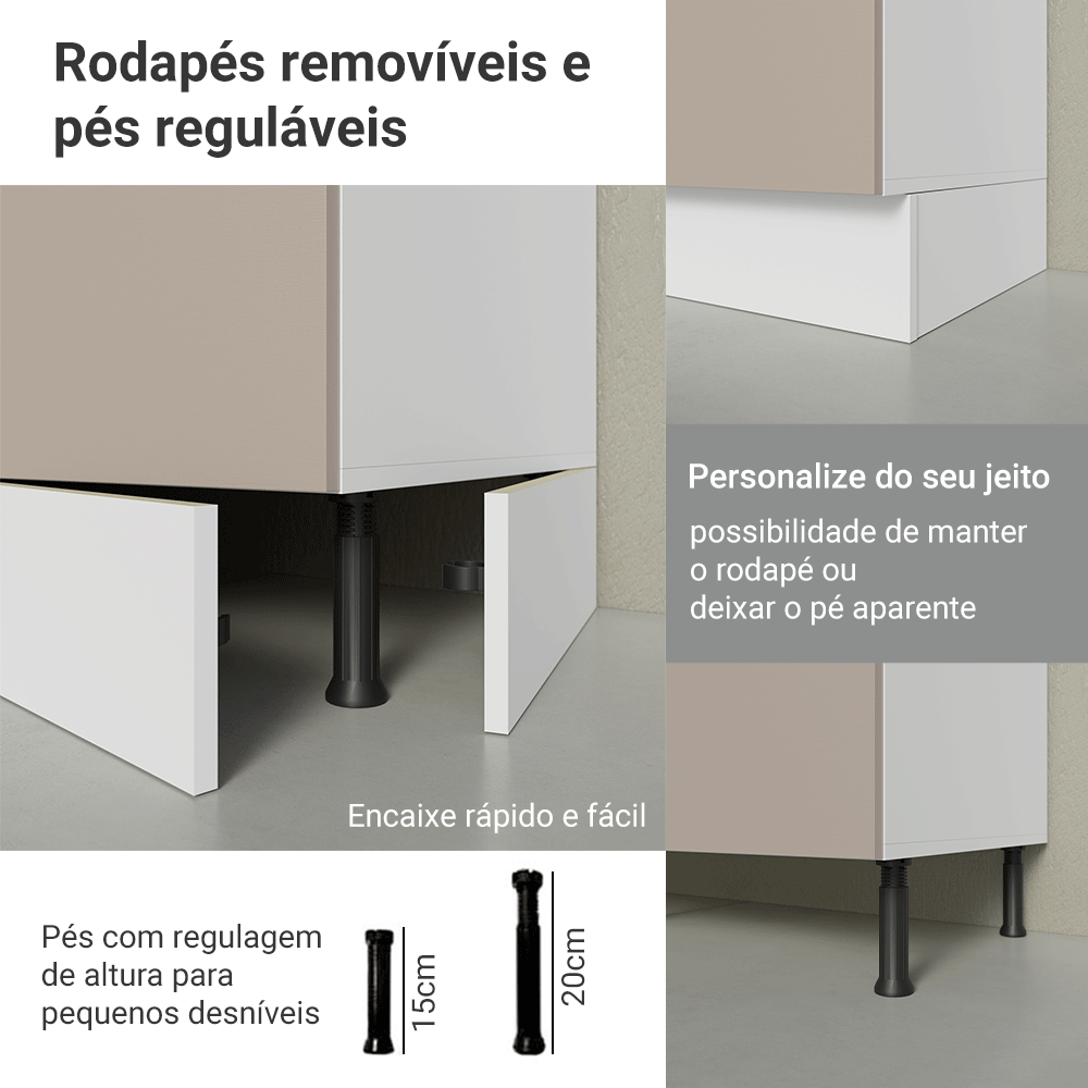 Armário de Cozinha Completa 270 cm Branco/Crema Agata Madesa 12