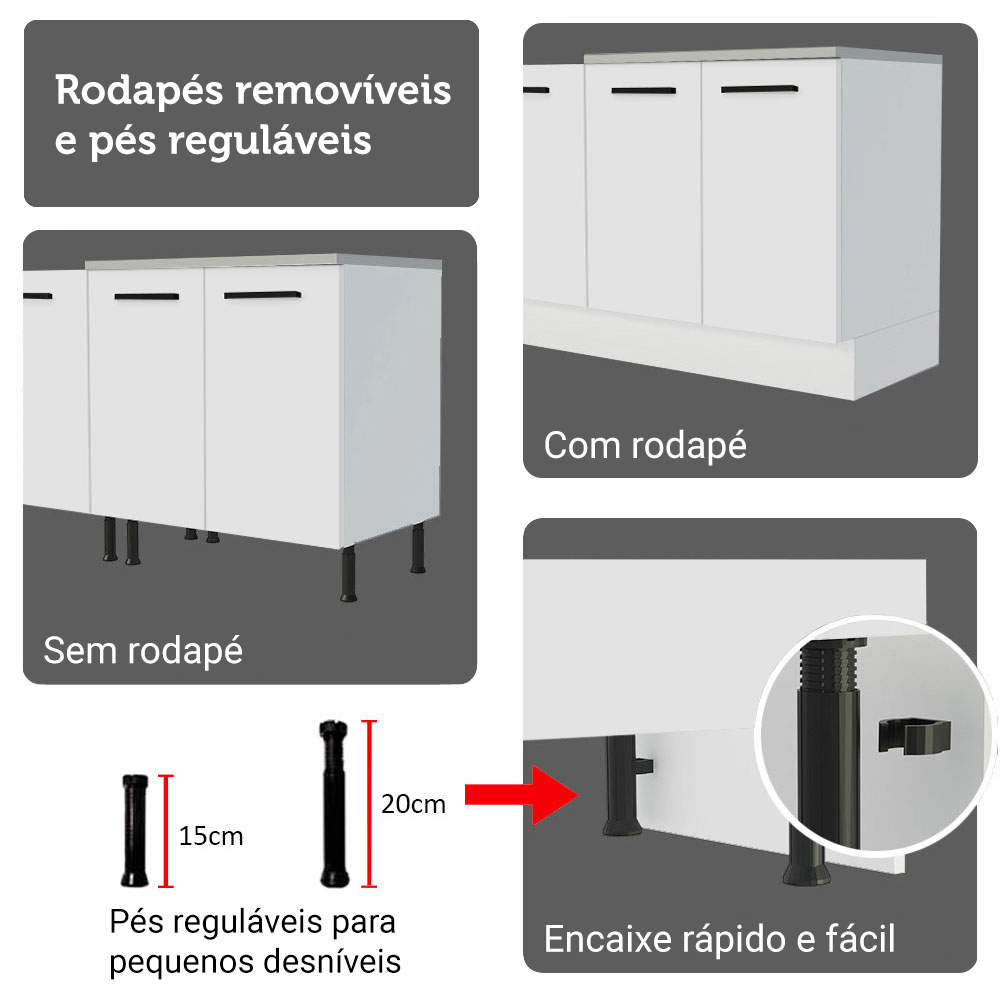 Armário de Cozinha Completa 340cm Branco Agata Madesa 01