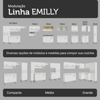 Armário de Cozinha Compacta 156cm Branco Emilly Madesa 01