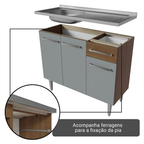 Armário de Cozinha Completa 293cm com Pia Rustic/Cinza Emilly Madesa 09