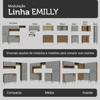 Armário de Cozinha Completa 293cm com Pia Rustic/Cinza Emilly Madesa 09