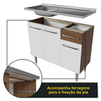 Armário de Cozinha Completa 293cm com Pia Rustic/Branco Emilly Madesa 09