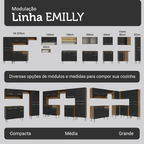 Armário de Cozinha Completa 293cm Rustic/Preto Emilly Madesa 011
