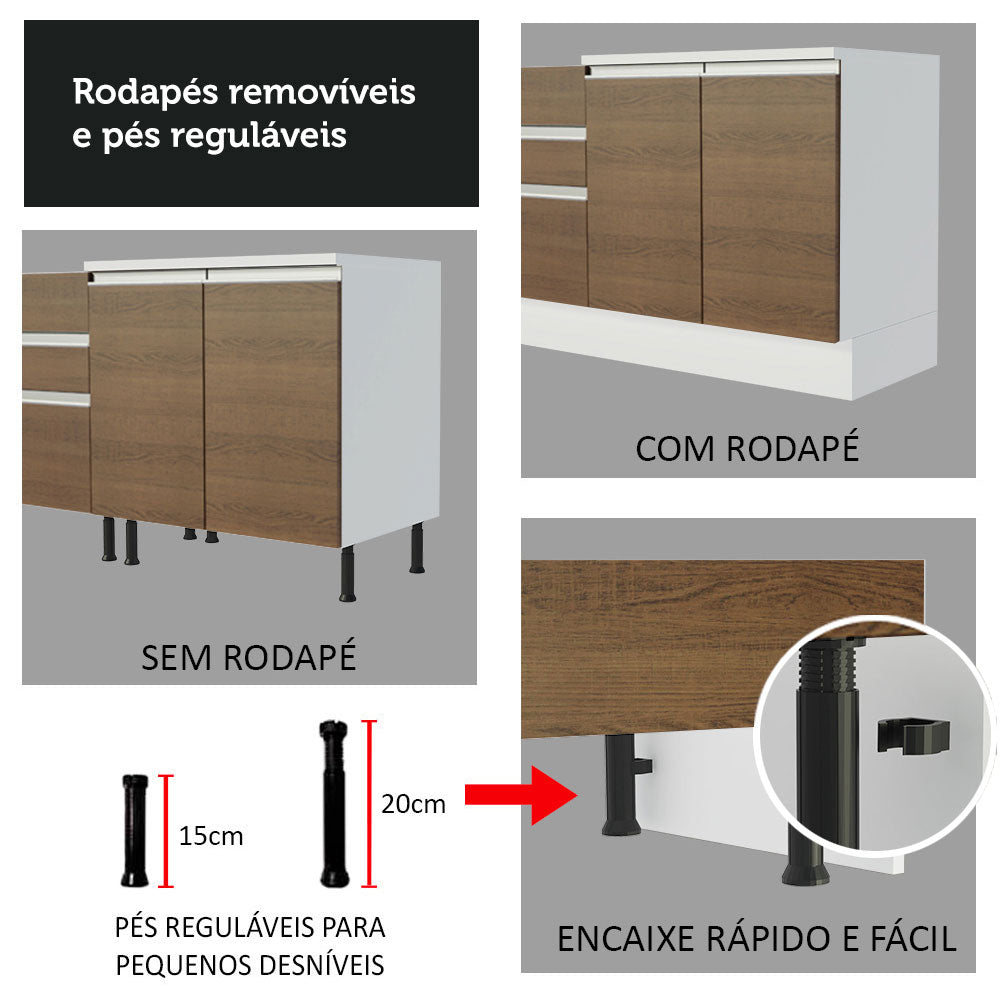 Armário de Cozinha Compacta 120cm Branco/Rustic Glamy Madesa 03