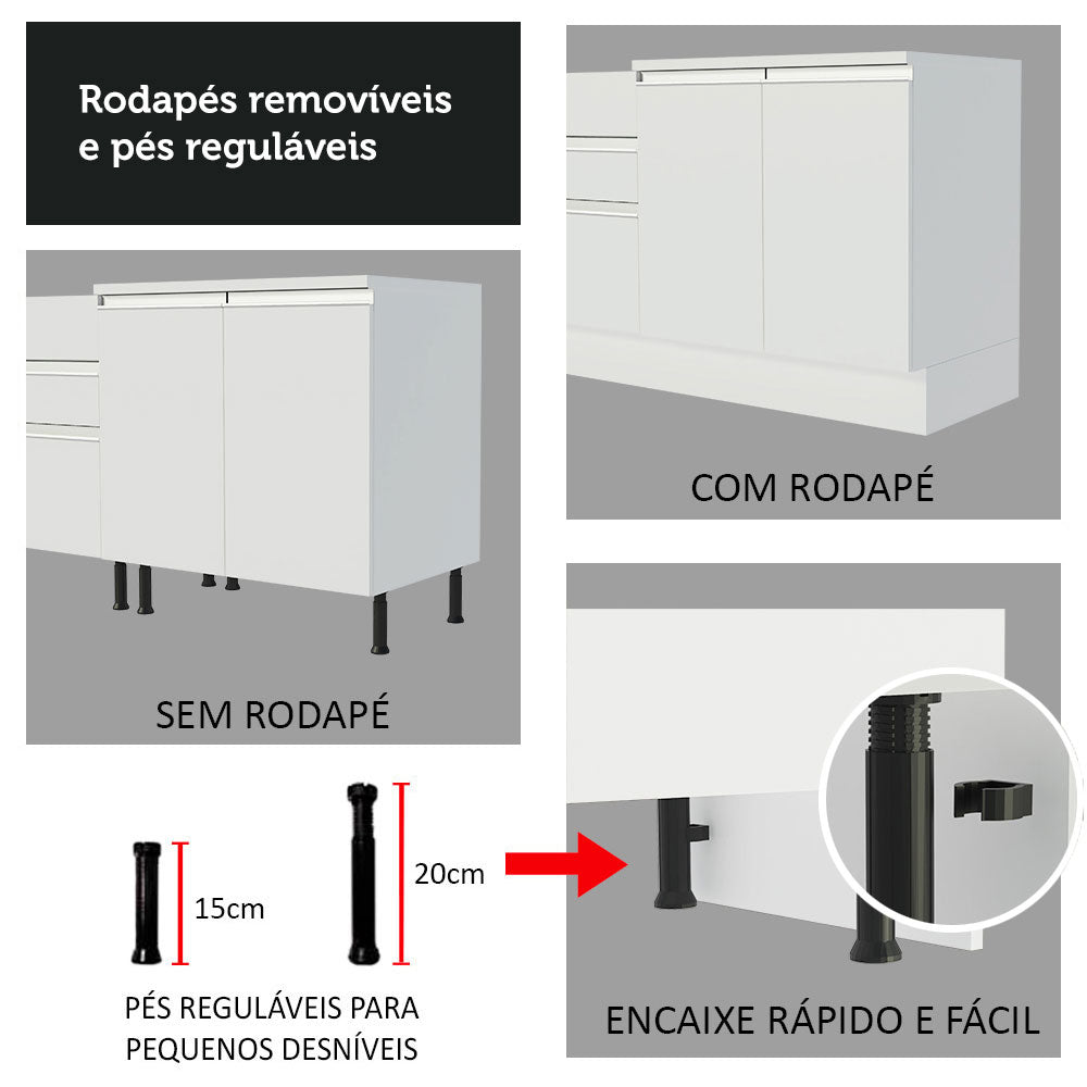 Armário de Cozinha Compacta 150cm Branco Glamy Madesa 01